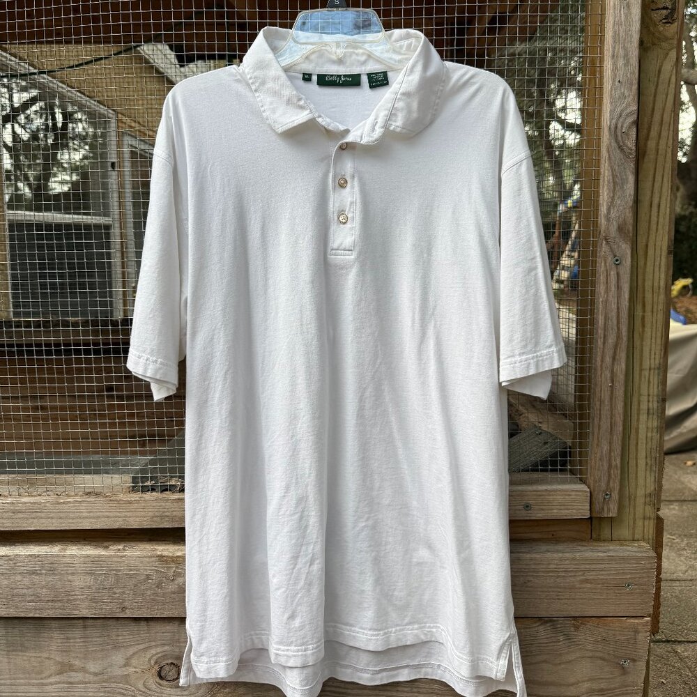 Bobby Jones 3/4 Button Down Polo Men's XL White Short Sleeve Casual Shirt Preppy